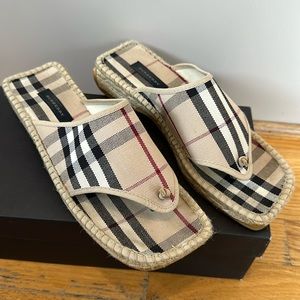 Burberry Thong Mule Espadrille, Nova Check, Size 38